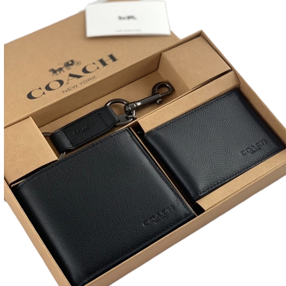🖤 COACH Men's 3-in-1 Wallet Card Case & Key Fob Set #CS433 - Picture 2 of 6